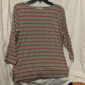 Liz Claiborne size M red and gray stripe shirt